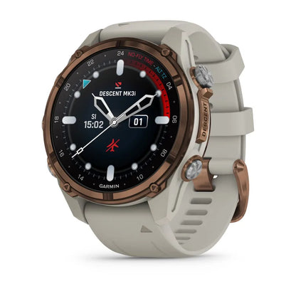 Garmin Descent Mk3i, 43 mm, titanio PVD bronce con correa de silicona gris francesa (010-02753-13)