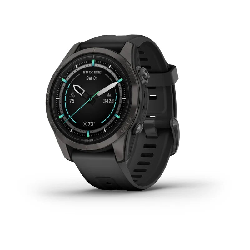 Garmin Epix Pro (Gen 2), edición zafiro de 42 mm, titanio DLC gris carbono con correa negra (010-02802-14)