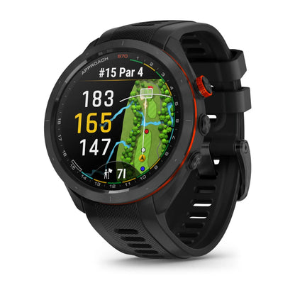 Garmin Approach S70, 47 mm Black/Red Ceramic Bezel with Black Silicone Band (010-02746-02)