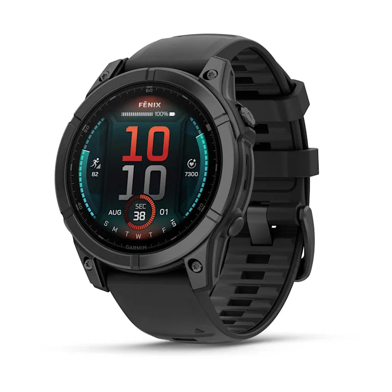 Garmin Fenix ​​E, 47 mm AMOLED, acero gris pizarra con correa de silicona negra (010-03025-03)