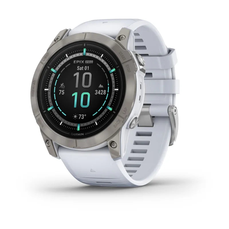 Garmin Epix Pro (Gen 2), edición zafiro de 51 mm, titanio con correa de piedra blanca (010-02804-10)