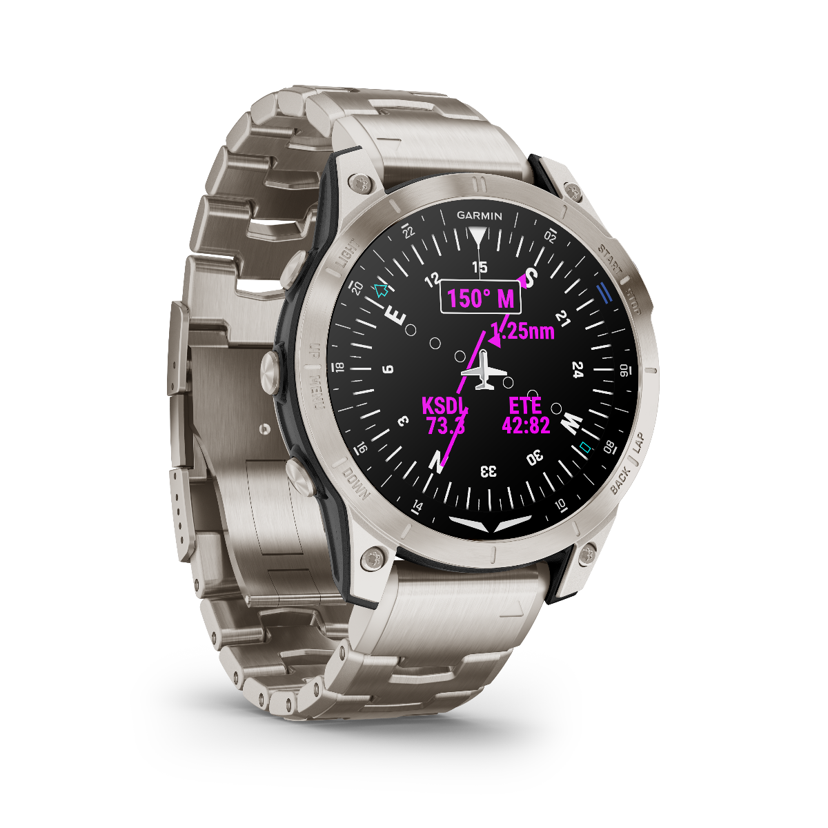 Garmin D2 Mach 1, Titanium Band, GPS Aviation Smartwatch for Pilots (010-02582-50)