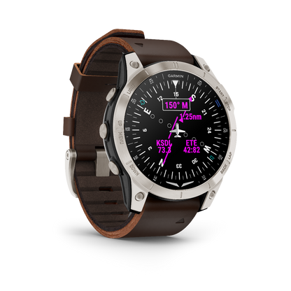 Garmin D2 Mach 1, Oxford Brown Leather Band, GPS Aviation Smartwatch for Pilots (010-02582-54)