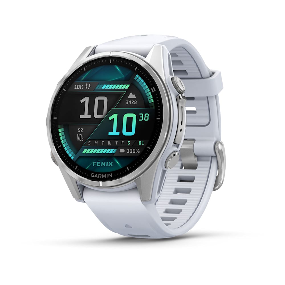 Garmin Fenix ​​8, AMOLED 43 mm, color plata con correa de silicona Whitestone (010-02903-00)