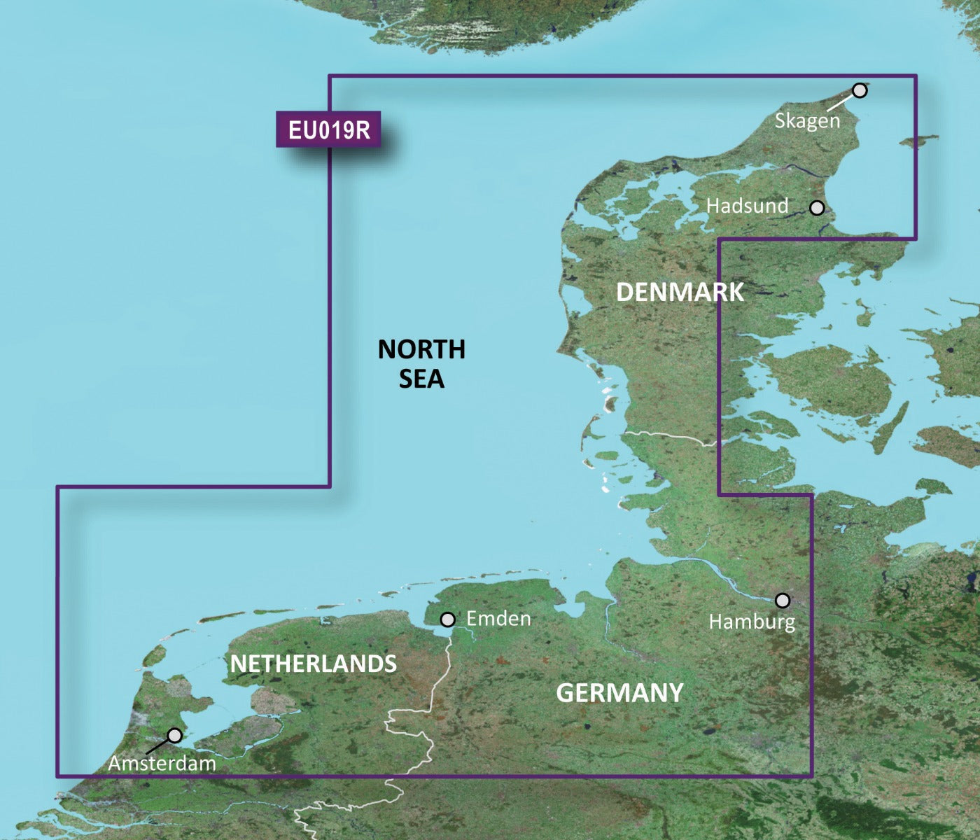 Cartas costeras e interiores de Garmin del Mar del Norte, Alborg a Ámsterdam BlueChart g3 Vision | VEU019R | microSD/SD