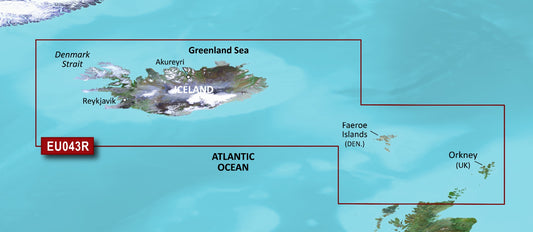 Cartas costeras de Islandia a Orcadas de Garmin BlueChart g3 Vision | VEU043R | microSD/SD