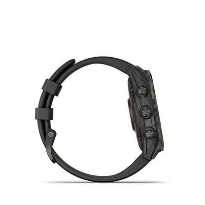 Garmin Fenix 7 Sapphire Solar, Carbon Gray Titanium w/ Black Band (Garmin Certified Refurbished)