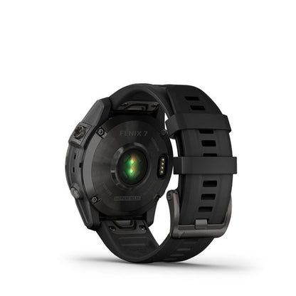 Garmin Fenix 7 Sapphire Solar, Carbon Gray Titanium w/ Black Band (Garmin Certified Refurbished)