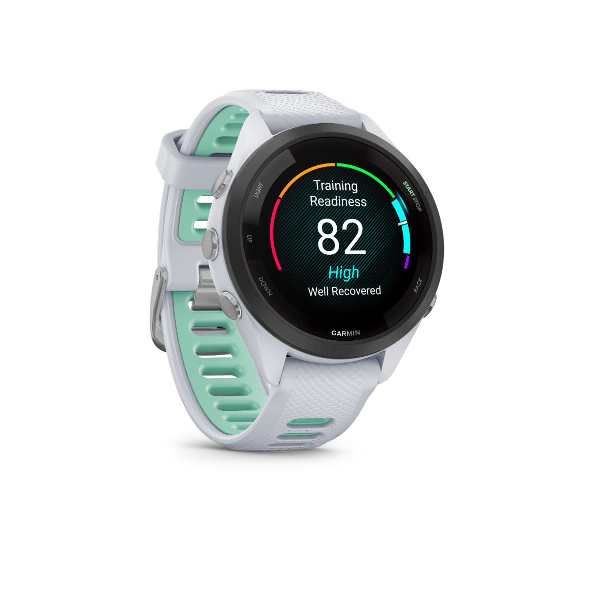 Garmin Forerunner 265S - Black Bezel with Whitestone Case and Whitestone/Neo Tropic Silicone Band