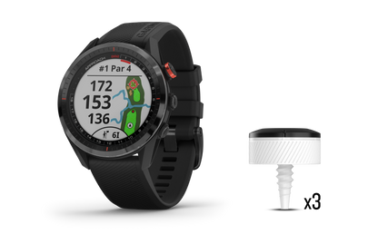 Garmin Approach S62 Bundle, reloj inteligente con GPS para golf y telémetro negro con sensores CT10 (010-02200-02)