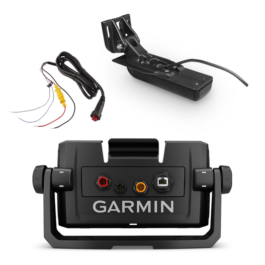 Kit para embarcaciones Garmin ECHOMAP UHD 6Xcv, incluye transductor GT24HW-TM, cable de alimentación y base (020-00200-20)