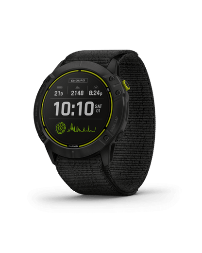 Reloj inteligente Garmin Enduro con GPS de alto rendimiento, titanio DLC gris carbono con correa de nailon UltraFit negra (010-02408-01)