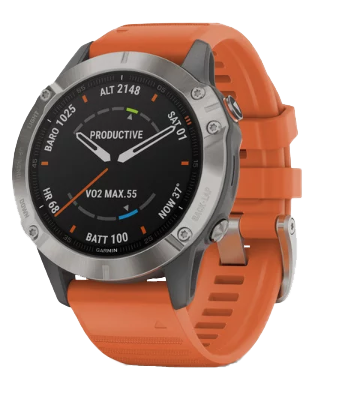 Garmin Fenix 6 Sapphire Titanium with Ember Orange Band (010-02158-13)