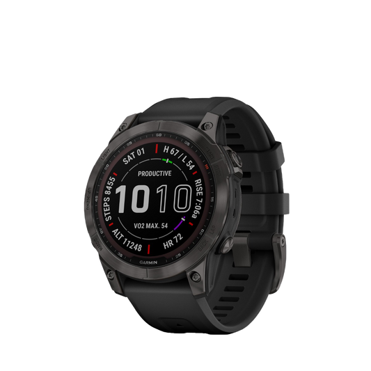 Garmin fenix 7 Sapphire Solar - Carbon Gray DLC Titanium with Black Band (010-02540-20)