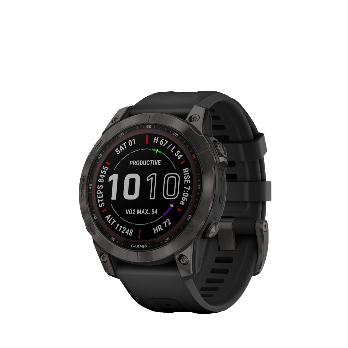 Garmin fenix 7S Sapphire Solar - Carbon Gray DLC Titanium with Black Band (010-02539-24)