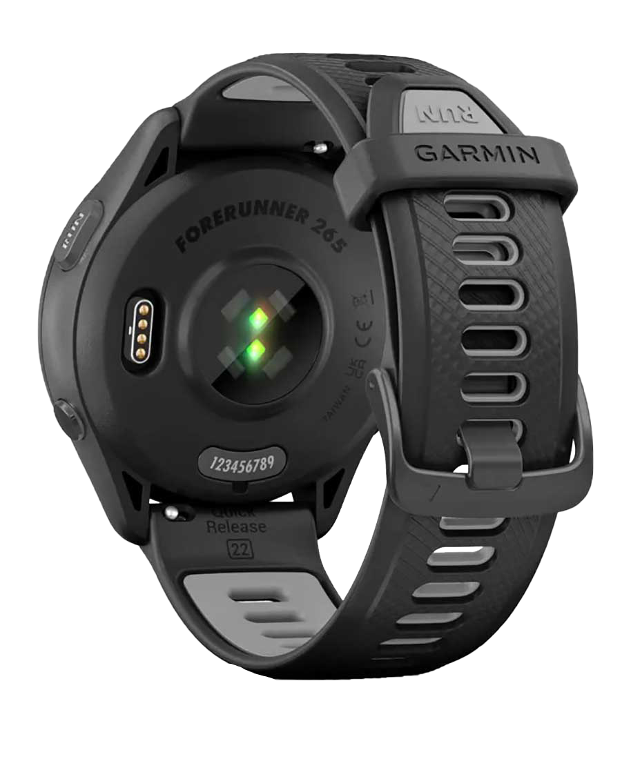 Garmin Forerunner 265, bisel y caja negros con correa negra y gris polvo, reloj inteligente con GPS para corredores (010-02810-00)