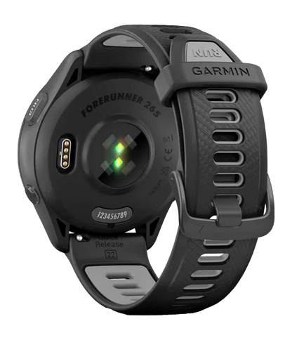 Garmin Forerunner 265, bisel y caja negros con correa negra y gris polvo, reloj inteligente con GPS para corredores (010-02810-00)