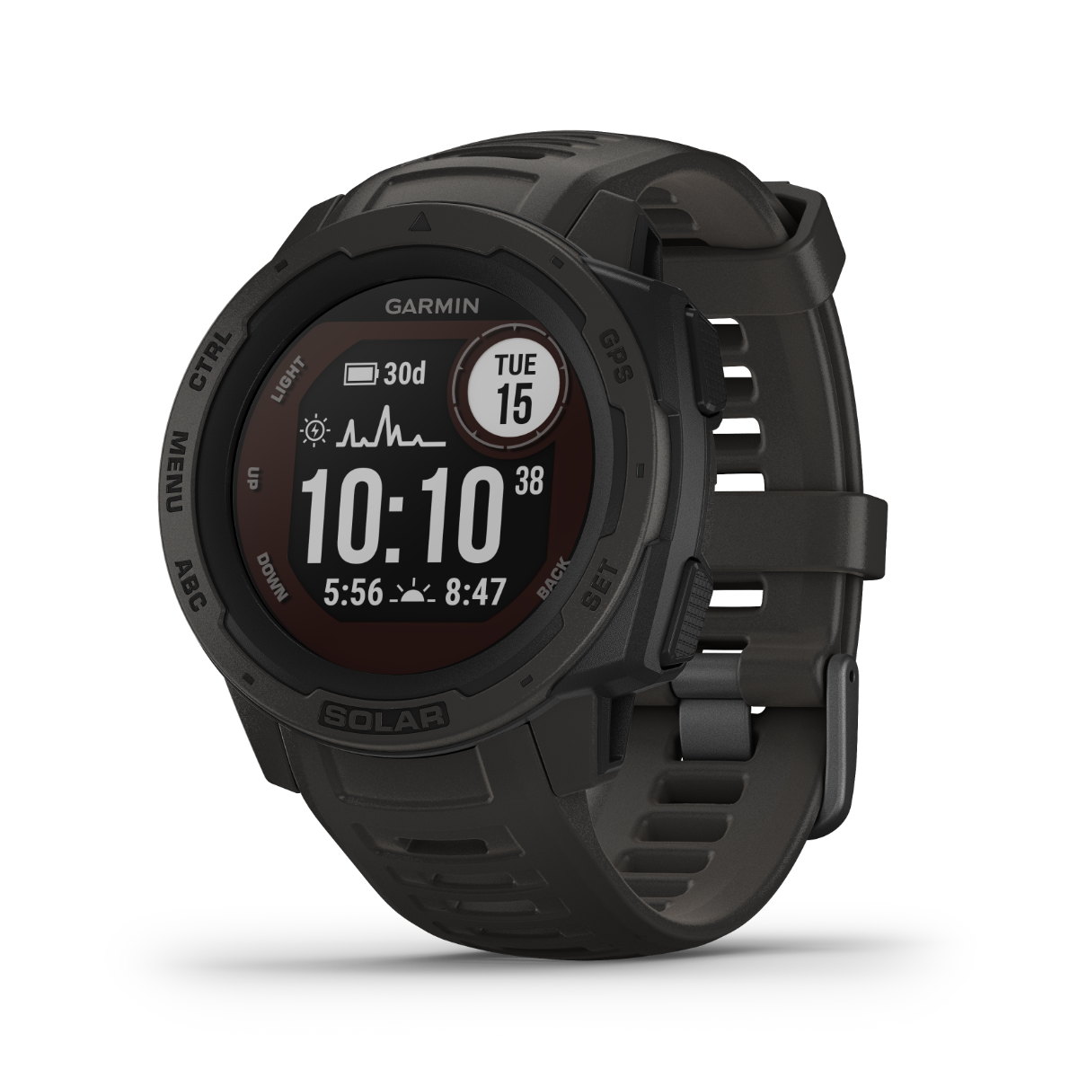 Reloj inteligente resistente con GPS Garmin Instinct Solar, Graphite (reacondicionado certificado por Garmin)