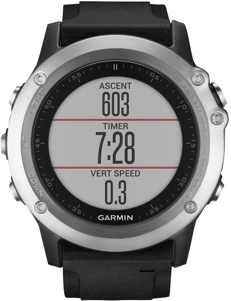 Reloj inteligente Garmin Fenix ​​3 HR con bisel plateado y correa negra y GPS (reacondicionado certificado por Garmin)