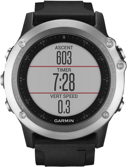 Reloj inteligente Garmin Fenix ​​3 HR con bisel plateado y correa negra y GPS (reacondicionado certificado por Garmin)