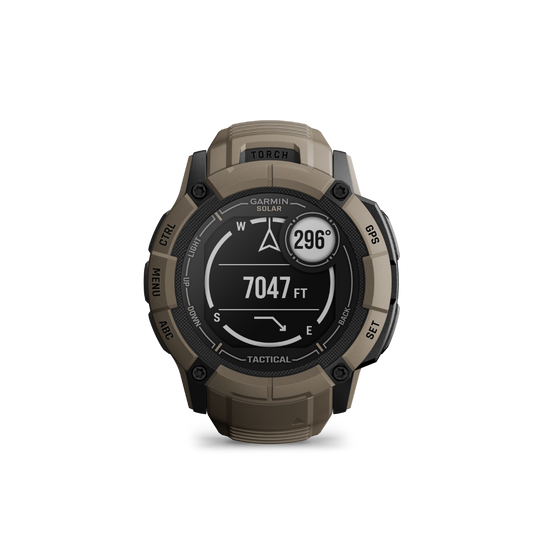 Garmin Instinct 2X Solar Tactical Edition, Coyote Tan, Rugged GPS Smartwatch with Multi-Band GNSS, Built-in Flashlight, 24/7 Health Monitoring, and Unlimited Solar Battery Life (010-02805-12)