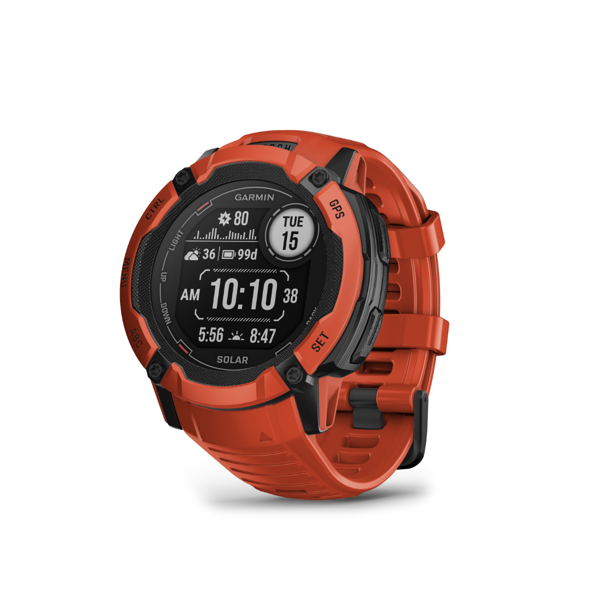 Garmin Instinct 2X Solar, Flame Red, Rugged GPS Smartwatch with Multi-Band GNSS, Built-in Flashlight, 24/7 Health Monitoring, and Unlimited Solar Battery Life (010-02768-00)