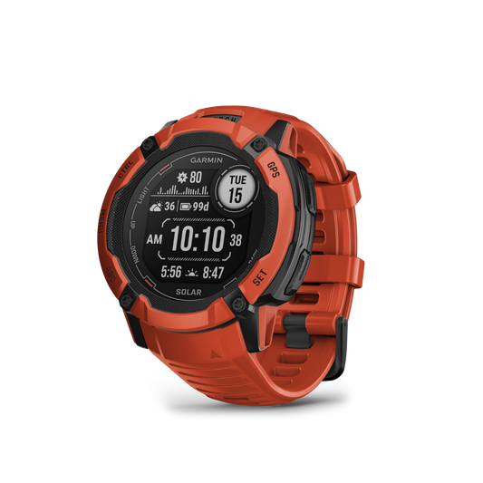 Garmin Instinct 2X Solar, Flame Red, Rugged GPS Smartwatch with Multi-Band GNSS, Built-in Flashlight, 24/7 Health Monitoring, and Unlimited Solar Battery Life (010-02768-00)