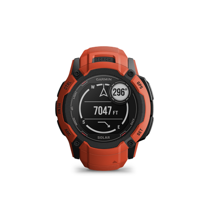 Garmin Instinct 2X Solar, Flame Red, Rugged GPS Smartwatch with Multi-Band GNSS, Built-in Flashlight, 24/7 Health Monitoring, and Unlimited Solar Battery Life (010-02768-00)