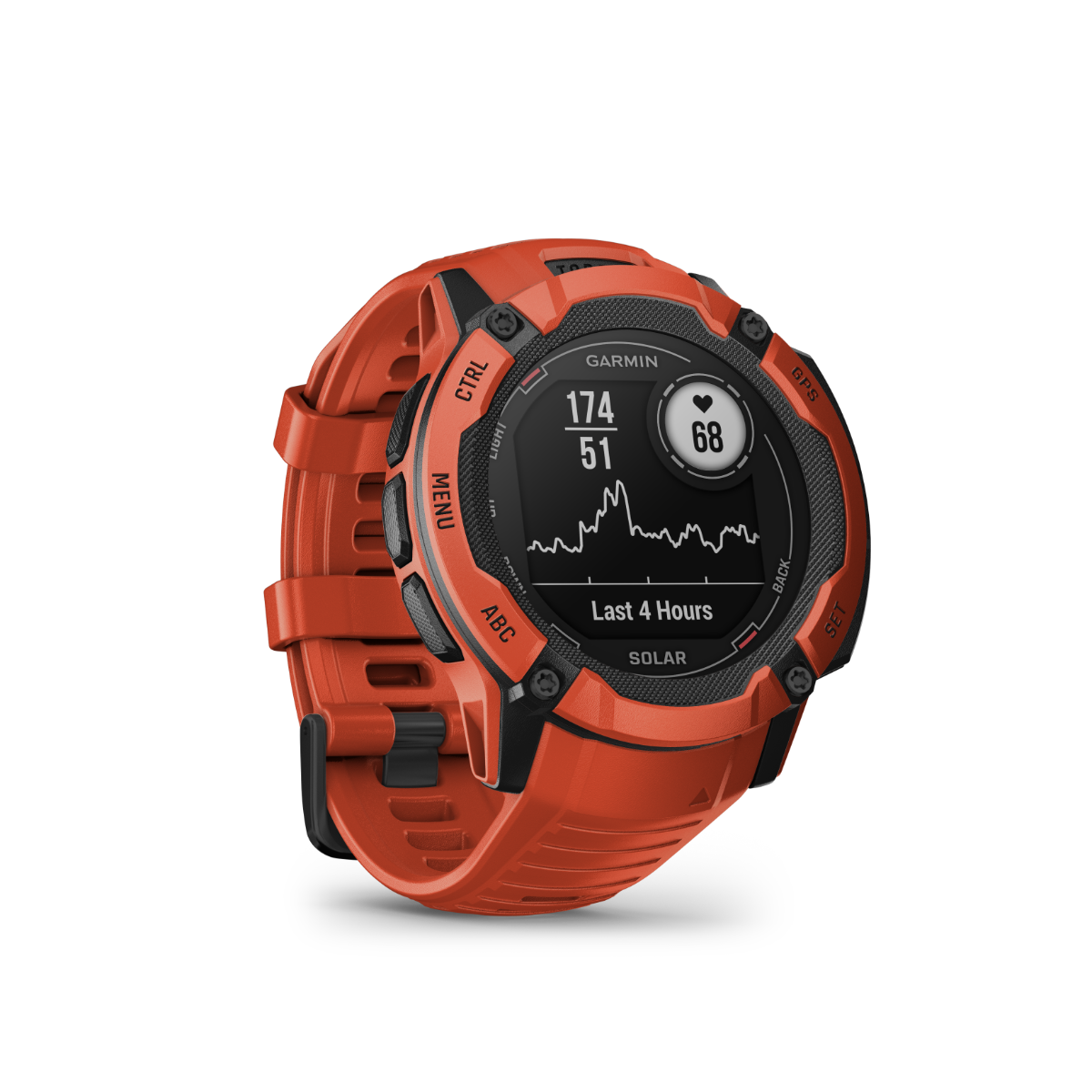 Garmin Instinct 2X Solar, Flame Red, Rugged GPS Smartwatch with Multi-Band GNSS, Built-in Flashlight, 24/7 Health Monitoring, and Unlimited Solar Battery Life (010-02768-00)