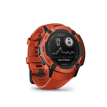 Garmin Instinct 2X Solar, Flame Red, Rugged GPS Smartwatch with Multi-Band GNSS, Built-in Flashlight, 24/7 Health Monitoring, and Unlimited Solar Battery Life (010-02768-00)