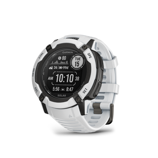 Garmin Instinct 2X Solar, Whitestone, Rugged GPS Smartwatch with Multi-Band GNSS, Built-in Flashlight, 24/7 Health Monitoring, and Unlimited Solar Battery Life (010-02805-14)