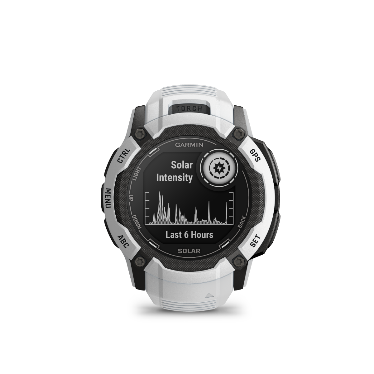 Garmin Instinct 2X Solar, Whitestone, Rugged GPS Smartwatch with Multi-Band GNSS, Built-in Flashlight, 24/7 Health Monitoring, and Unlimited Solar Battery Life (010-02805-14)