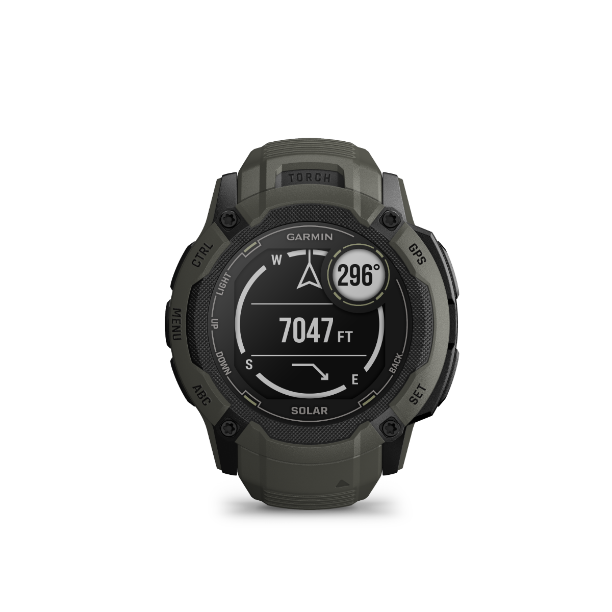 Garmin Instinct 2X Solar, Moss, reloj inteligente resistente con GPS, GNSS multibanda, linterna incorporada, monitoreo de salud las 24 horas, los 7 días de la semana y batería solar de duración ilimitada (010-02805-15)