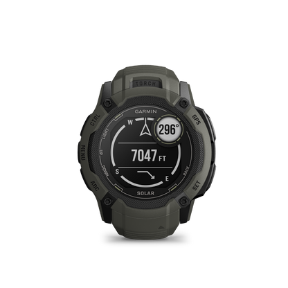 Garmin Instinct 2X Solar, Moss, reloj inteligente resistente con GPS, GNSS multibanda, linterna incorporada, monitoreo de salud las 24 horas, los 7 días de la semana y batería solar de duración ilimitada (010-02805-15)