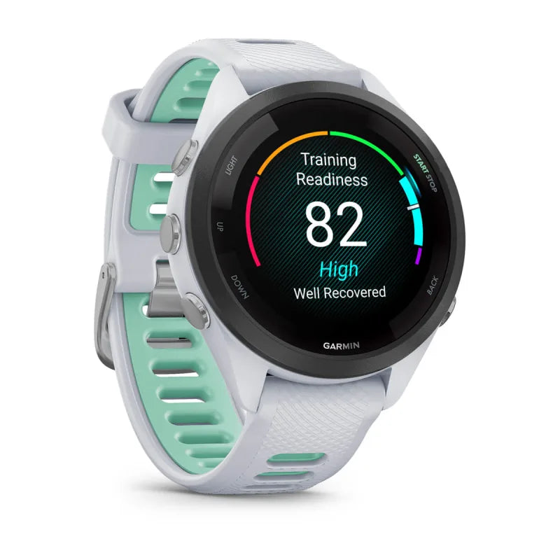 Garmin Forerunner 265S, 42 mm Black Bezel with Whitestone Case and Whitestone/Neo Tropic Silicone Band (010-02810-04)