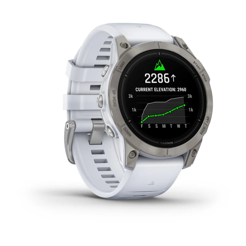 Garmin Epix Pro (Gen 2), edición zafiro de 47 mm, titanio con correa de piedra blanca (010-02803-20)