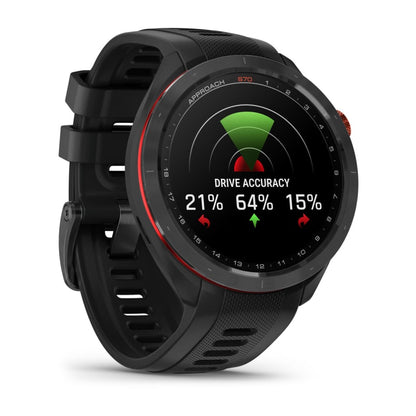 Garmin Approach S70, 47 mm Black/Red Ceramic Bezel with Black Silicone Band (010-02746-02)