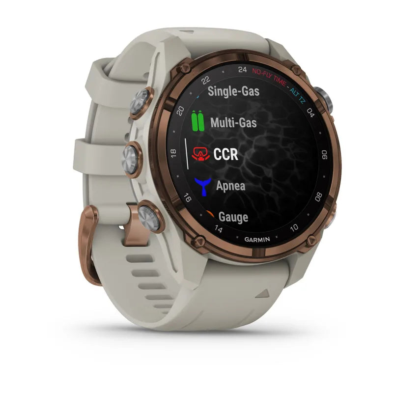 Garmin Descent Mk3i, 43 mm, titanio PVD bronce con correa de silicona gris francesa (010-02753-13)