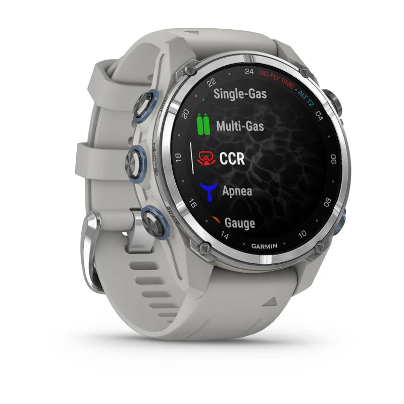 Garmin Descent Mk3, 43 mm Stainless Steel with Fog Gray Silicone Band (010-02753-03)