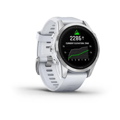 Garmin Epix Pro (Gen 2), edición estándar de 42 mm en color plateado con correa de color blanco (010-02802-00)