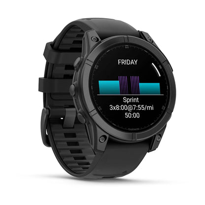 Garmin Fenix ​​E, 47 mm AMOLED, acero gris pizarra con correa de silicona negra (010-03025-03)