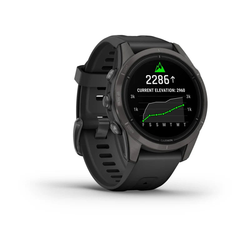 Garmin Epix Pro (Gen 2), edición zafiro de 42 mm, titanio DLC gris carbono con correa negra (010-02802-14)