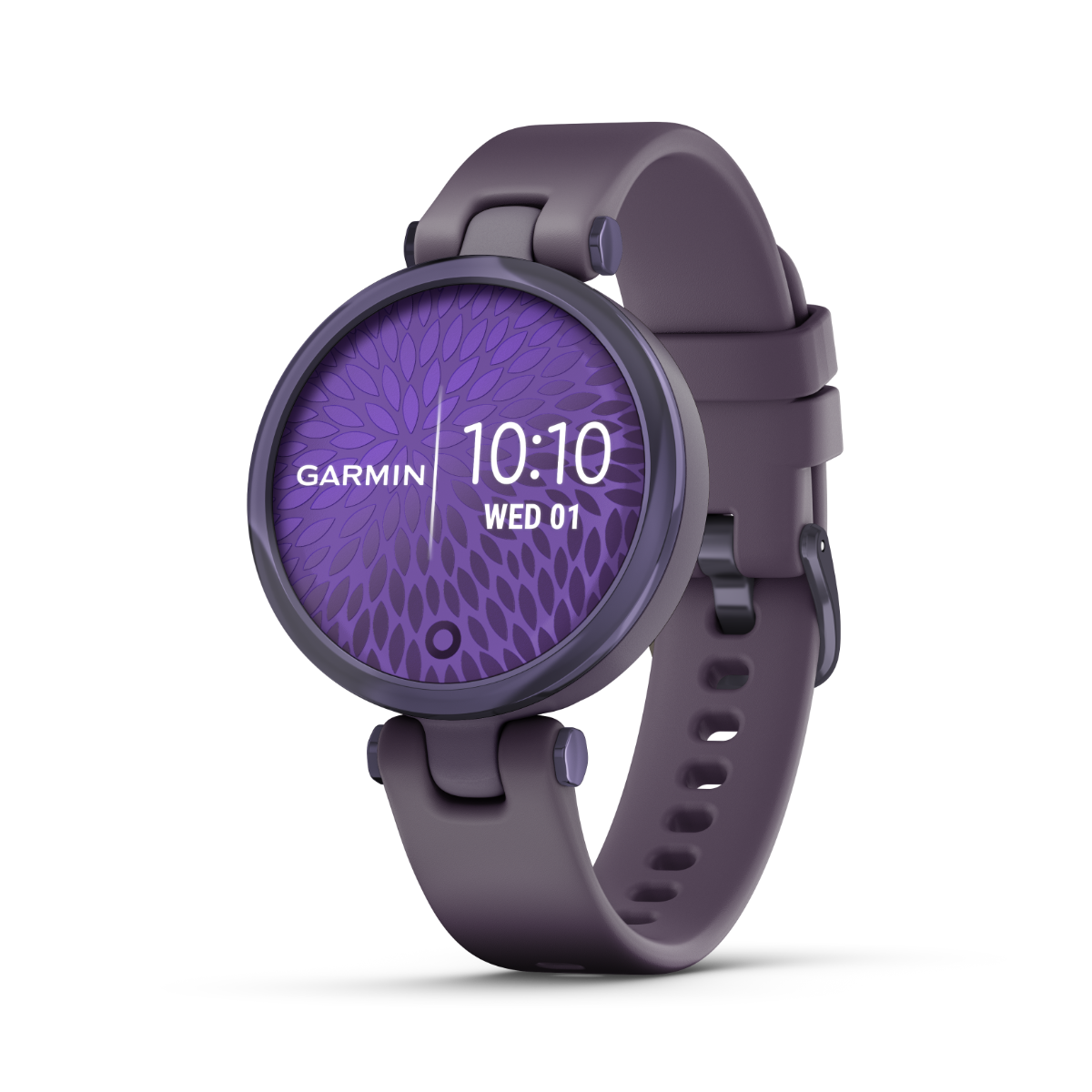 Garmin Lily - Sport Edition - Reloj con bisel en orquídea medianoche, caja en orquídea oscura y correa de silicona (010-02384-02)