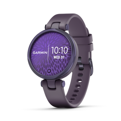 Garmin Lily - Sport Edition - Reloj con bisel en orquídea medianoche, caja en orquídea oscura y correa de silicona (010-02384-02)