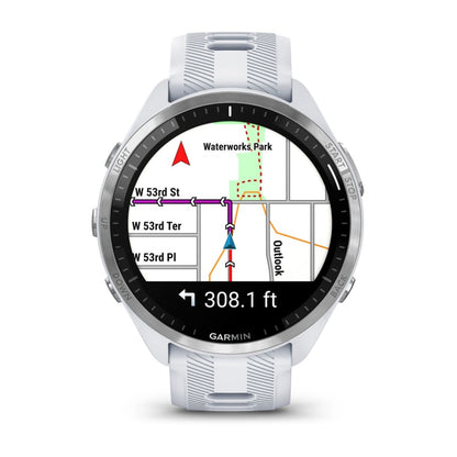 Garmin Forerunner 965, Titanium Bezel with Whitestone Case and Whitestone/Powder Gray Silicone Band (010-02809-01)