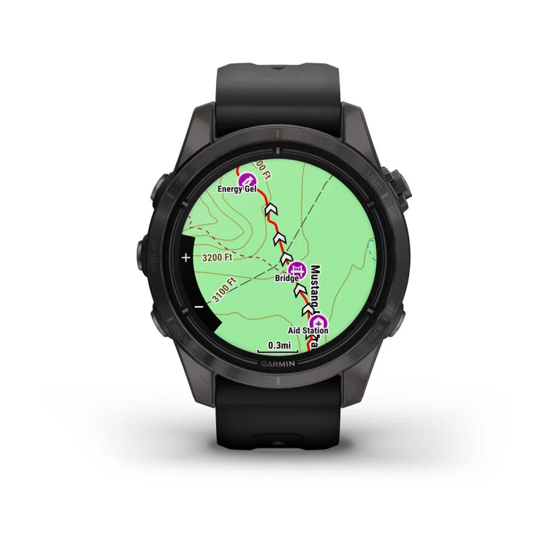 Garmin Epix Pro (Gen 2), edición zafiro de 42 mm, titanio DLC gris carbono con correa negra (010-02802-14)