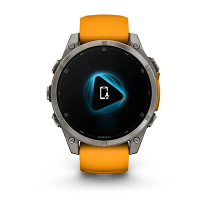 Garmin Fenix ​​8, 47 mm AMOLED Zafiro, Titanio con Correa de Silicona Naranja Brillante/Grafito (010-02904-10)