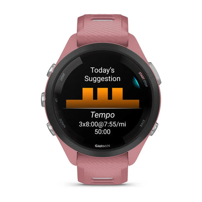 Garmin Forerunner 265S, bisel negro de 42 mm con caja rosa claro y correa de silicona rosa claro/Whitestone (010-02810-05)