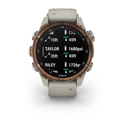 Garmin Descent Mk3i, 43 mm, titanio PVD bronce con correa de silicona gris francesa (010-02753-13)