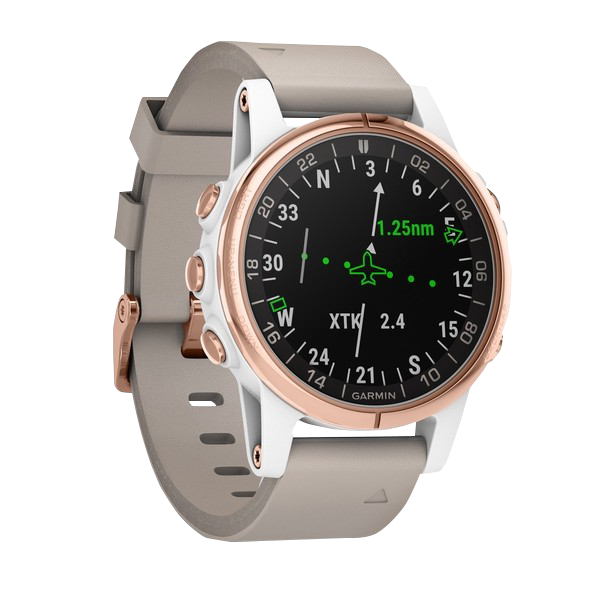 Garmin D2 Delta S Aviator, correa de cuero beige, reloj inteligente con GPS para pilotos (010-01987-30)